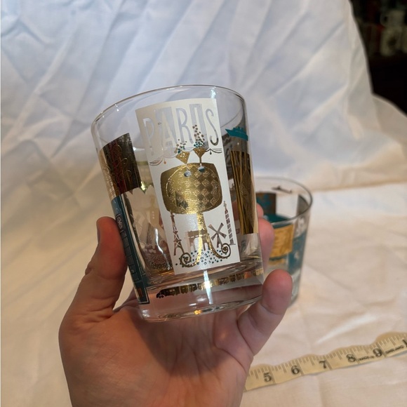 Vintage Vacation Libbey Glass Tumblers - Gold and Blue - Picture 5 of 9